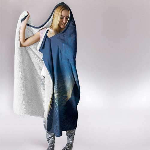 New Zealand Matariki Hooded Blanket Maori Waka With Silver Fern