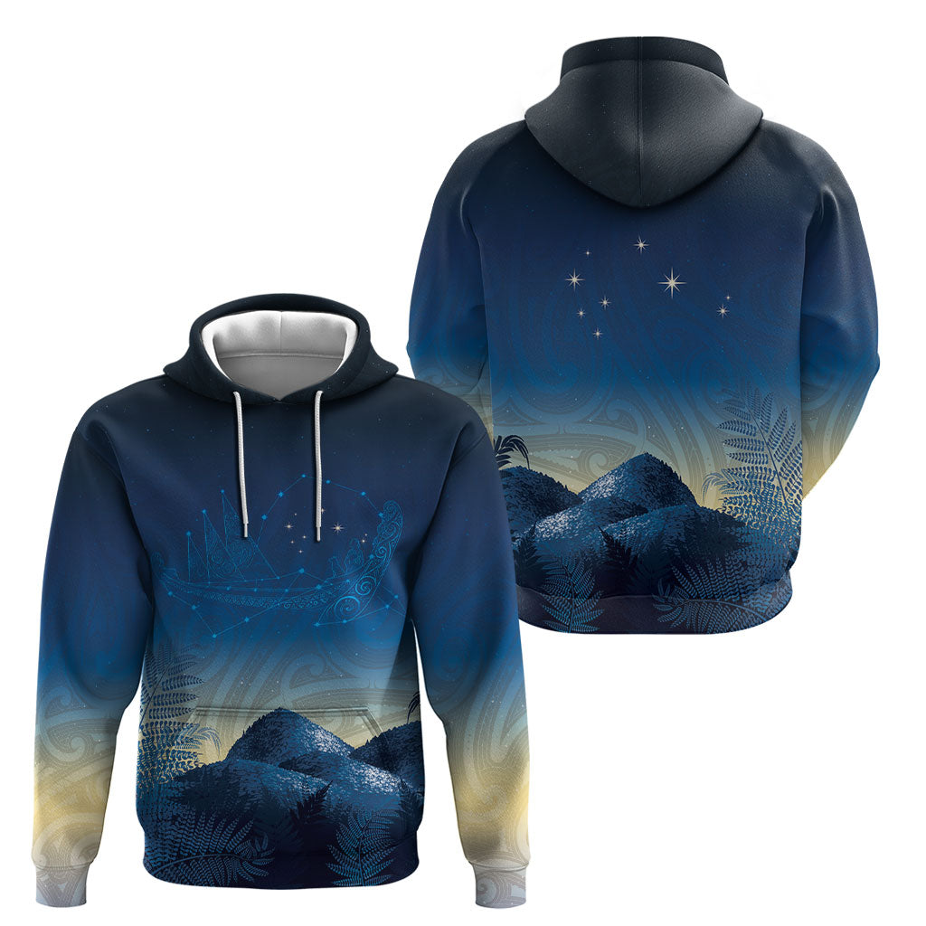 New Zealand Matariki Hoodie Maori Waka With Silver Fern