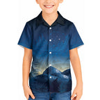 New Zealand Matariki Kid Hawaiian Shirt Maori Waka With Silver Fern