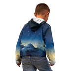 New Zealand Matariki Kid Hoodie Maori Waka With Silver Fern