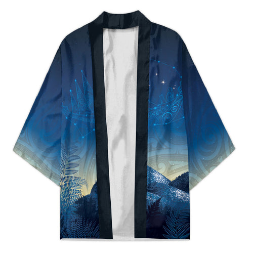 New Zealand Matariki Kimono Maori Waka With Silver Fern