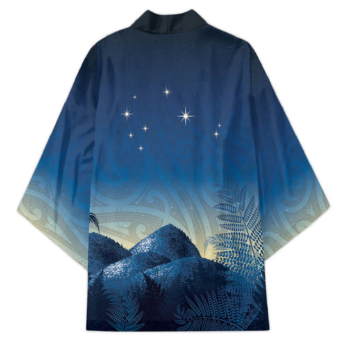New Zealand Matariki Kimono Maori Waka With Silver Fern