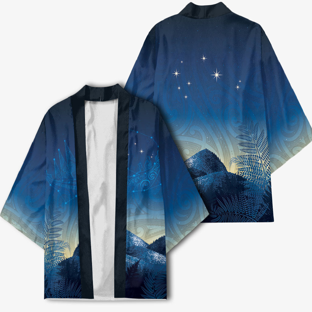 New Zealand Matariki Kimono Maori Waka With Silver Fern