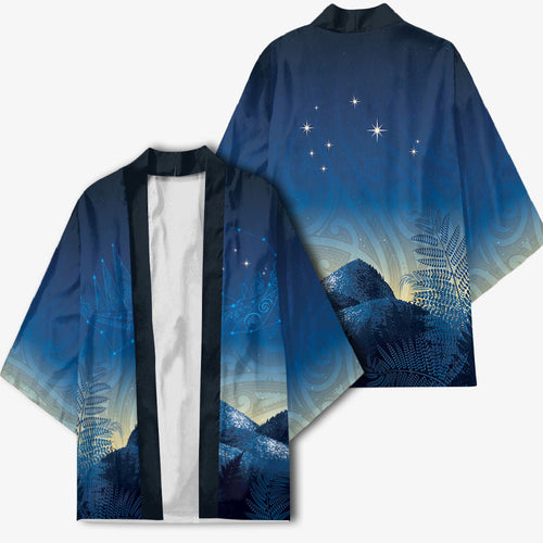 New Zealand Matariki Kimono Maori Waka With Silver Fern
