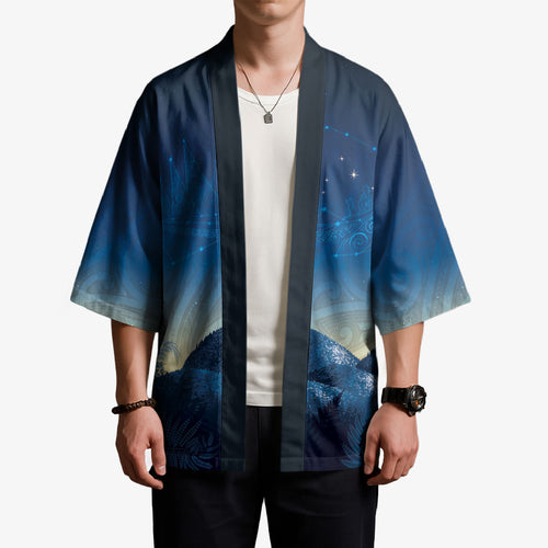 New Zealand Matariki Kimono Maori Waka With Silver Fern