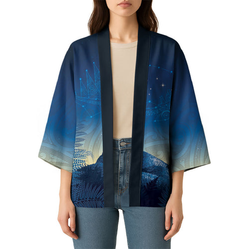 New Zealand Matariki Kimono Maori Waka With Silver Fern