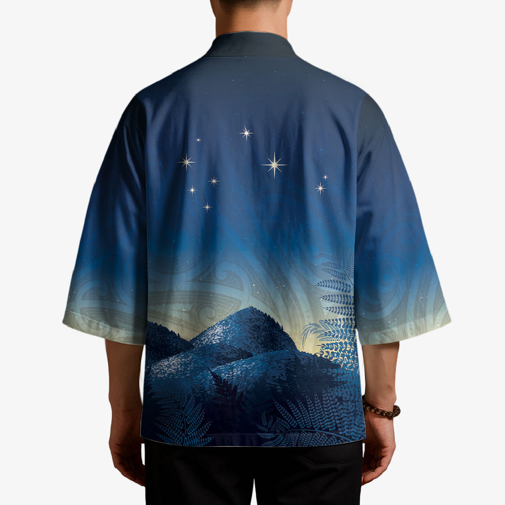 New Zealand Matariki Kimono Maori Waka With Silver Fern