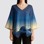 New Zealand Matariki Kimono Sleeve Blouse Maori Waka With Silver Fern