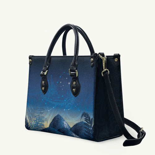 New Zealand Matariki Leather Bag Maori Waka With Silver Fern
