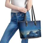 New Zealand Matariki Leather Tote Bag Maori Waka With Silver Fern