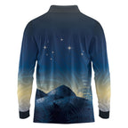 New Zealand Matariki Long Sleeve Polo Shirt Maori Waka With Silver Fern