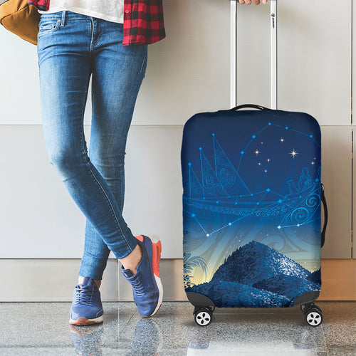 New Zealand Matariki Luggage Cover Maori Waka With Silver Fern