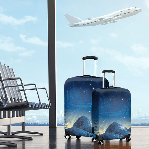 New Zealand Matariki Luggage Cover Maori Waka With Silver Fern