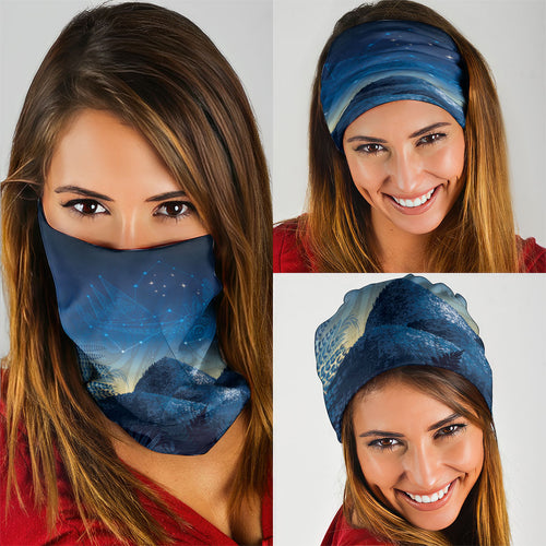 New Zealand Matariki Neck Gaiter Maori Waka With Silver Fern