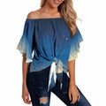 New Zealand Matariki Off Shoulder Wrap Waist Top Maori Waka With Silver Fern