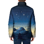 New Zealand Matariki Padded Jacket Maori Waka With Silver Fern
