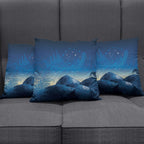 New Zealand Matariki Pillow Cover Maori Waka With Silver Fern