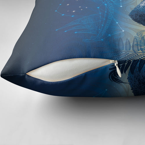 New Zealand Matariki Pillow Cover Maori Waka With Silver Fern