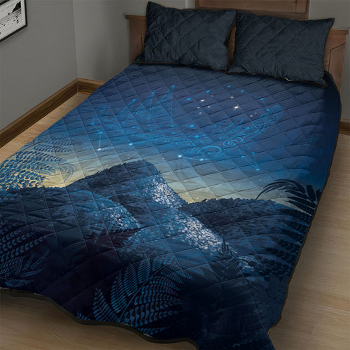 New Zealand Matariki Quilt Bed Set Maori Waka With Silver Fern