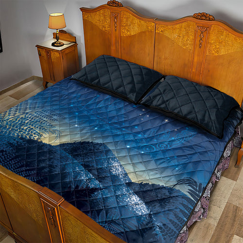 New Zealand Matariki Quilt Bed Set Maori Waka With Silver Fern