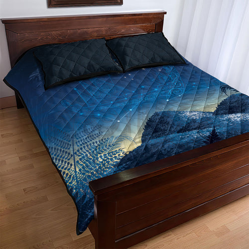 New Zealand Matariki Quilt Bed Set Maori Waka With Silver Fern
