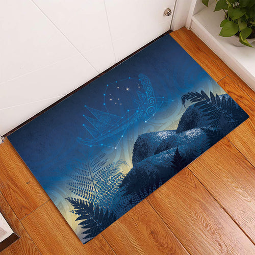 New Zealand Matariki Rubber Doormat Maori Waka With Silver Fern