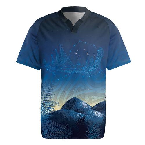 New Zealand Matariki Rugby Jersey Maori Waka With Silver Fern