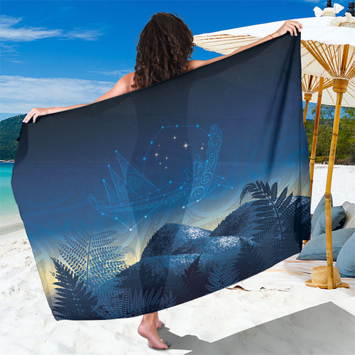 New Zealand Matariki Sarong Maori Waka With Silver Fern