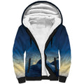 New Zealand Matariki Sherpa Hoodie Maori Waka With Silver Fern