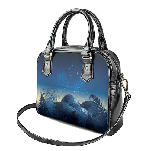 New Zealand Matariki Shoulder Handbag Maori Waka With Silver Fern