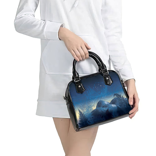 New Zealand Matariki Shoulder Handbag Maori Waka With Silver Fern