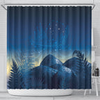 New Zealand Matariki Shower Curtain Maori Waka With Silver Fern