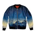 New Zealand Matariki Sleeve Zip Bomber Jacket Maori Waka With Silver Fern
