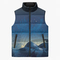 New Zealand Matariki Sleeveless Puffer Jacket Maori Waka With Silver Fern