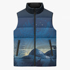 New Zealand Matariki Sleeveless Puffer Jacket Maori Waka With Silver Fern