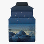 New Zealand Matariki Sleeveless Puffer Jacket Maori Waka With Silver Fern