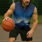 New Zealand Matariki Sleeveless Zip Hoodie Maori Waka With Silver Fern