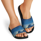 New Zealand Matariki Slide Sandals Maori Waka With Silver Fern