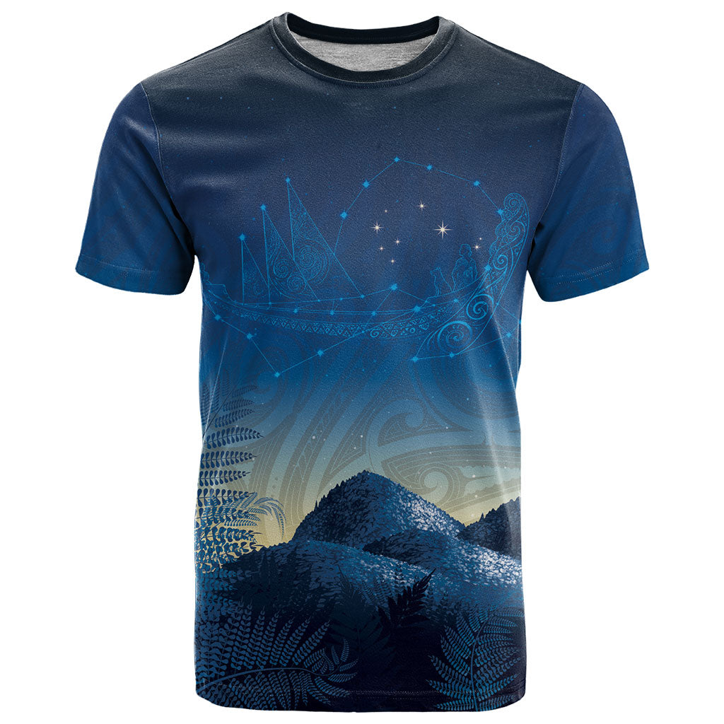 New Zealand Matariki T Shirt Maori Waka With Silver Fern