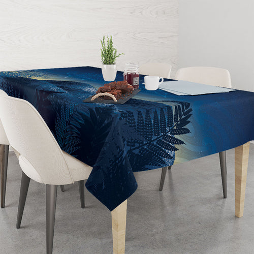 New Zealand Matariki Tablecloth Maori Waka With Silver Fern