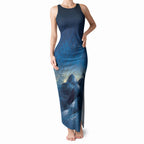 New Zealand Matariki Tank Maxi Dress Maori Waka With Silver Fern