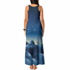 New Zealand Matariki Tank Maxi Dress Maori Waka With Silver Fern