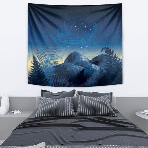 New Zealand Matariki Tapestry Maori Waka With Silver Fern