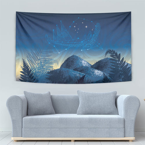 New Zealand Matariki Tapestry Maori Waka With Silver Fern