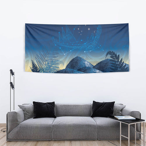 New Zealand Matariki Tapestry Maori Waka With Silver Fern
