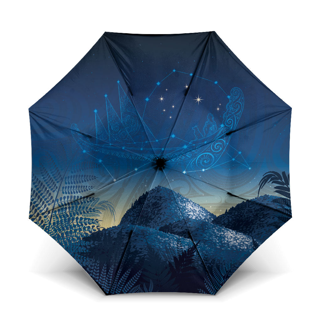 New Zealand Matariki Umbrella Maori Waka With Silver Fern