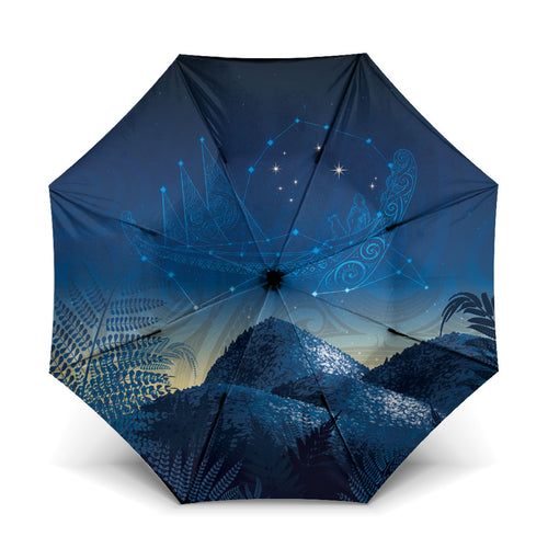 New Zealand Matariki Umbrella Maori Waka With Silver Fern