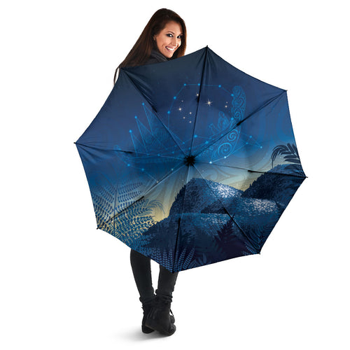 New Zealand Matariki Umbrella Maori Waka With Silver Fern