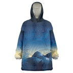 New Zealand Matariki Wearable Blanket Hoodie Maori Waka With Silver Fern