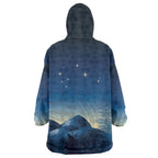 New Zealand Matariki Wearable Blanket Hoodie Maori Waka With Silver Fern